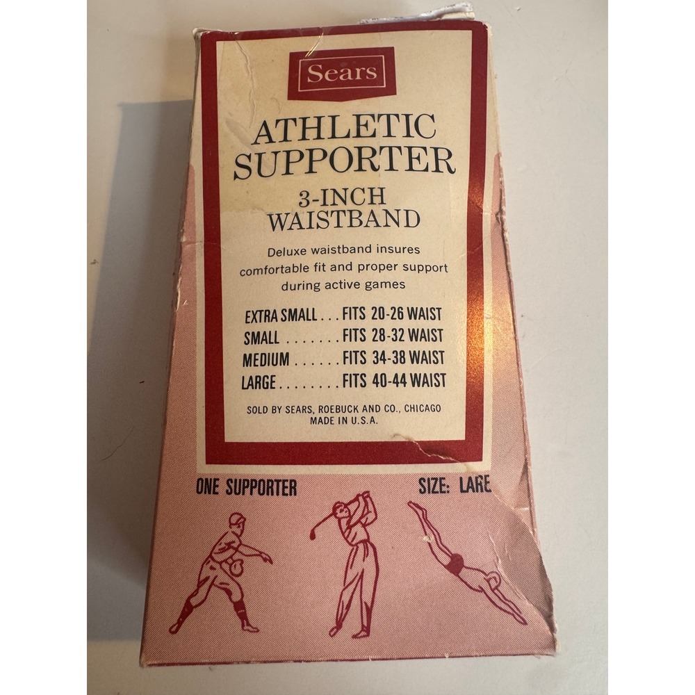 VTG Sears Athletic Supporter Jockstrap NOS Original Box Made in USA Large Rare
